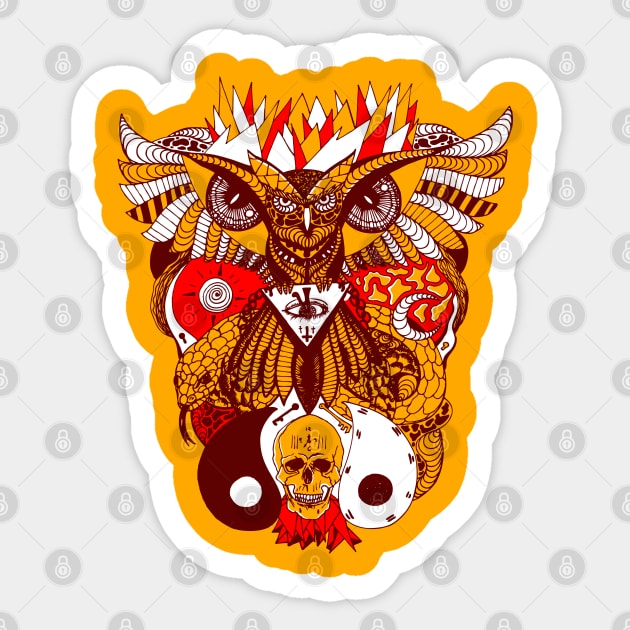 Orad Owl And Ageless Skull Sticker by kenallouis